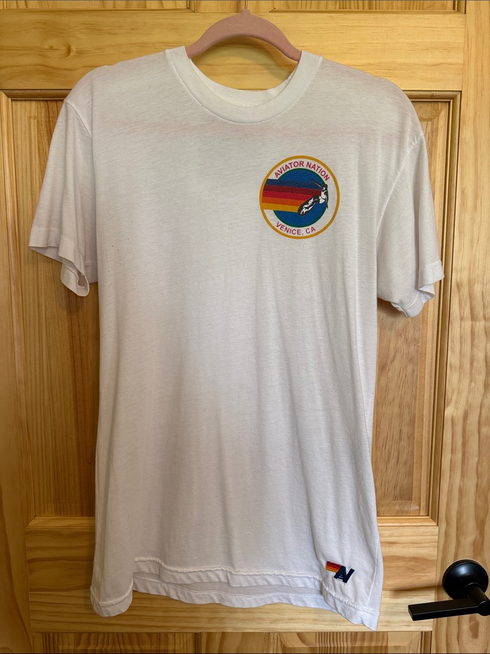 Aviator Nation White Tee with Multicolor Venice Patch